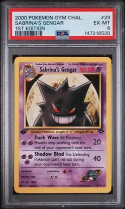 Pokemon Sabrina's Gengar 1st Edition Gym Challenge Rare PSA 6 29/132 English - Image 1