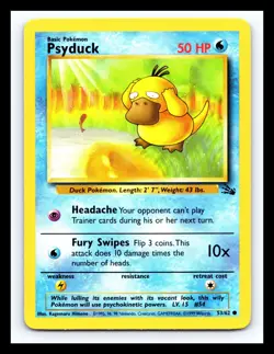 💥 Psyduck Fossil Rare Non Holo Pokemon 1999 Vintage # 53/62 - Image 1