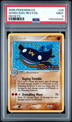 2005 POKEMON EX DEOXYS #28 WHISCASH-REVERSE FOIL PSA 9 - Image 1