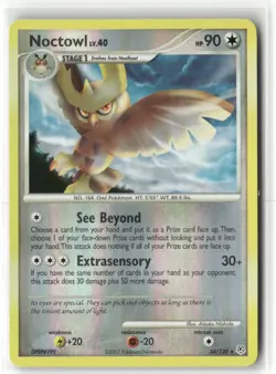 Pokemon Noctowl 34/130 Reverse Holo Diamond and Pearl Rare - Image 1