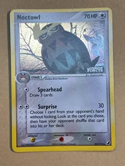Pokemon TCG Noctowl EX Unseen Forces 43/115 Reverse Holo Stamped Uncommon LP - Image 1