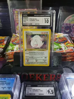 CGC 10 GEM MINT Chansey Base Set 1st Edition 3/102 Holo GERMAN Pokemon Chaneira - Image 1