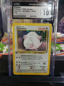 CGC 10 GEM MINT Chansey Base Set 1st Edition 3/102 Holo GERMAN Pokemon Chaneira - Image 2