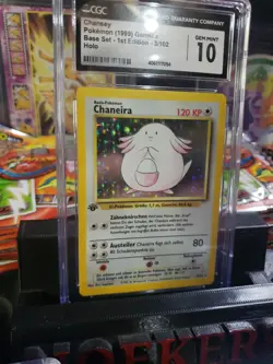 CGC 10 GEM MINT Chansey Base Set 1st Edition 3/102 Holo GERMAN Pokemon Chaneira - Image 3