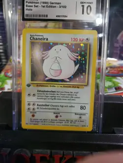 CGC 10 GEM MINT Chansey Base Set 1st Edition 3/102 Holo GERMAN Pokemon Chaneira - Image 4