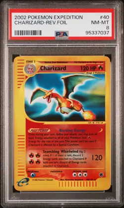 2002 POKEMON EXPEDITION #40 CHARIZARD-REVERSE HOLO FOIL PSA 8 - Image 1