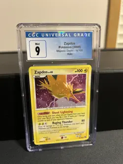 Pokemon Zapdos Majestic Dawn 14/100 Holo Rare CGC 9 2008 English - Image 1