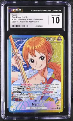 Nami OP11-041 Leader Alt Art CGC 10 One Piece A Fist of Divine Speed Parallel - Image 1