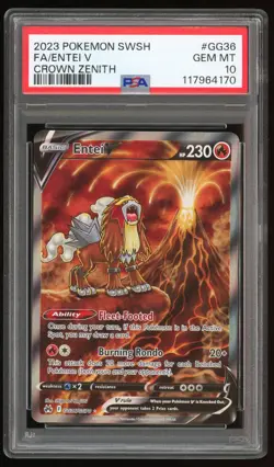 PSA 10 GEM MINT Entei V Full Art Crown Zenith GG36 Pokemon Card TCG - Image 1