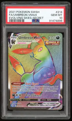 PSA 10 GEM MINT Umbreon VMAX FA Secret Evolving Skies 214/203 Pokemon Card TCG - Image 1