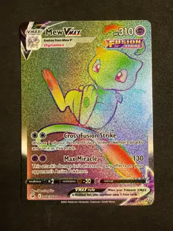 Mew VMAX Rainbow Full Art Fusion Strike 268/264 Pokemon Card TCG NM - Image 1