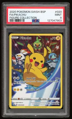 PSA 9 MINT Pikachu Full Art SWSH020 BSP Figure Collection Pokemon Card TCG - Image 1
