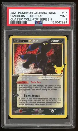 PSA 9 MINT Umbreon Gold Star Classic 25th Celebrations 17/17 Pokemon Card TCG - Image 1