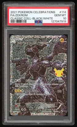 PSA 10 GEM MINT Zekrom Full Art Classic 25th Celebrations 114/114 Pokemon Card - Image 1
