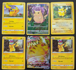 Pokemon TCG Pikachu Lot 6 Cards EN NM Variois Sets Anniversary 25th VMAX GO ENG - Image 1