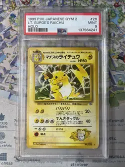 1999 Lt Surge's Raichu Gym 2 Holo #026 Japanese Pokemon RARE - PSA 9 - Vintage - Image 1