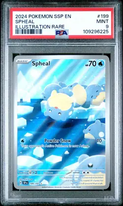 2024 POKEMON SSP EN-SURGING SPARKS 199 SPHEAL ILLUSTRATION RARE PSA 9 - Image 1