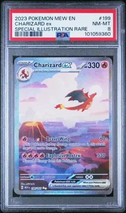 2023 POKEMON MEW EN-151 SPECIAL ILLUSTRATION RARE #199 CHARIZARD EX PSA 8 - Image 1