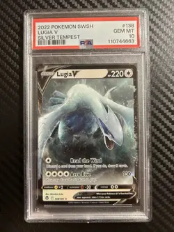 PSA 10 GEM MINT Lugia V 138 Ultra Rare Pokemon SWSH Silver Tempest 2022 - Image 1