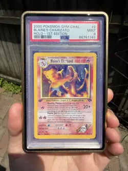Pokemon PSA 9 1st Edition Gym Challenge Blaine's Charizard Holo - Image 1