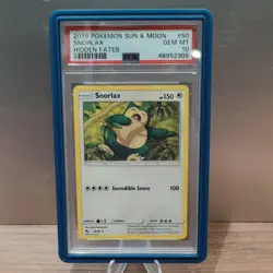 PSA 10 Pokemon 2019 Snorlax Hidden Fates 50 GEM MINT with Graded guard - Image 1