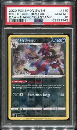 Hydreigon PSA 10 Thank You Stamp Darkness Ablaze Reverse Holo 110/189 Pokemon - Image 1