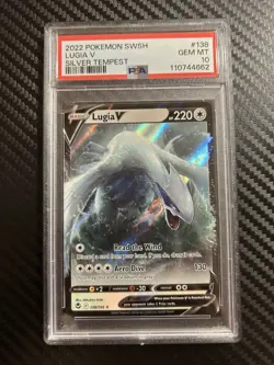 PSA 10 GEM MINT Lugia V 138 Ultra Rare Pokemon SWSH Silver Tempest 2022 - Image 1