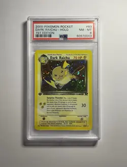 PSA 8 Dark Raichu 1st Edition Holo Team Rocket Secret Rare 83/82 WOTC Pokemon - Image 1