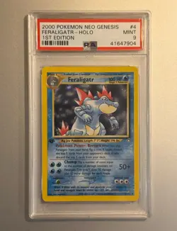 2000 Pokemon Feraligatr 1st Edition Holo Neo Genesis 4/111 PSA 9 MINT Swirl 🌀 - Image 1