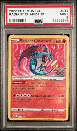 Pokemon Radiant Charizard 011/078 Pokemon Go 2022 Englisch PSA 9 - Image 1