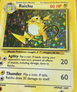 Pokemon 1999 RAICHU HOLO 14/102 BASE set Rare LP NM - Image 2