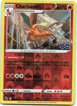Charizard Holo Rare Pokemon GO PGO Fire Reverse Holo 010/078 NM - Image 1