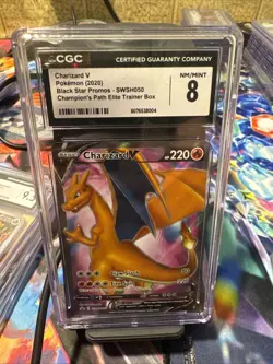 POKEMON CHARIZARD v SWSH050 Full Art Holo Promo CGC 8 - Image 1