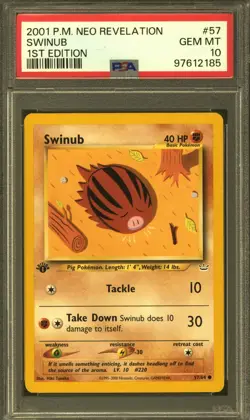 Pokemon Neo Revelation 1st Edition Swinub 57/64 PSA 10 GEM MINT - Image 1