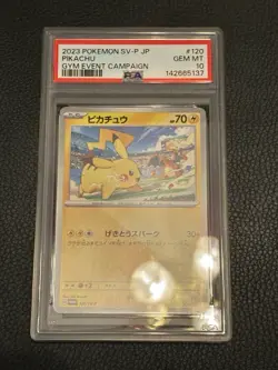 2023 POKEMON JAPANESE SV-P PROMO 120 PIKACHU GYM EVENT CAMPAIGN PSA 10 - Image 1