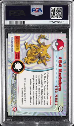 1999 TOPPS POKEMON TV #64 KADABRA PSA 10 - Image 2
