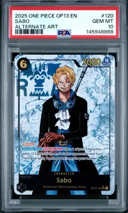 2025 ONE PIECE OP13 120 CARRYING ON HIS WILL SABO SEC ALT ART PARALLEL PSA 10 - Image 1