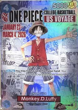 Bandai One Piece CCG Monkey.D.Luffy Promo Full Art Holo US Voyage P-055 5000 - Image 1