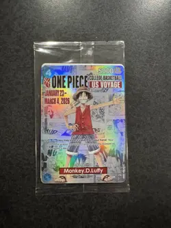 One Piece CCG Monkey.D.Luffy US Voyage P-055 Promo Holo Card 2026 5000 Power - Image 1