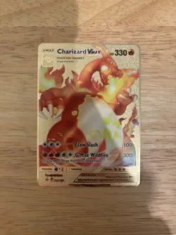 Pokemon TCG Charizard VMAX 020/189 Gold Metal Card - Collectible Gift/Display - Image 1