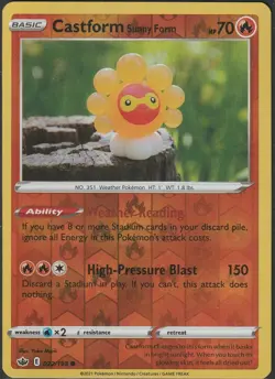 Castform Sunny Form 022/198 Reverse Holo Common Chilling Reign Pokemon LP - Image 1