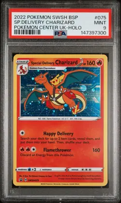 2022 POKEMON SWSH BLACK STAR PROMO #075 SPECIAL DELIVERY CHARIZARD-HOLO PSA 9 - Image 3