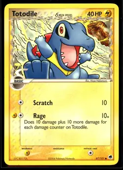 2006 EX - Dragon Frontiers Totodile #67 Non Holo Pokemon Card - Image 1