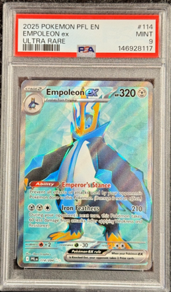 2025 POKEMON PHANTASMA FLAMES EN EMPOLEON ex ULTRA RARE #114 MINT 💎 PSA 9 - Image 1