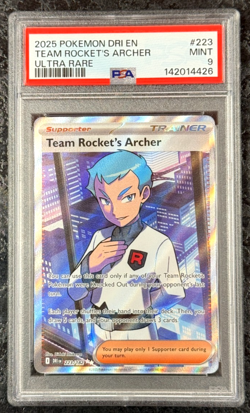 2025 POKEMON DESTINED RIVALS TEAM ROCKET'S ARCHER ULTRA RARE #223 MINT 💎 PSA 9 - Image 1