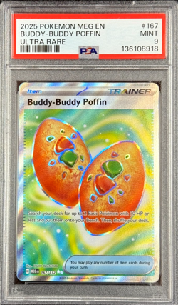 2025 POKEMON MEGA EN BUDDY-BUDDY POFFIN ULTRA RARE #167 MINT 💎 PSA 9 - Image 1
