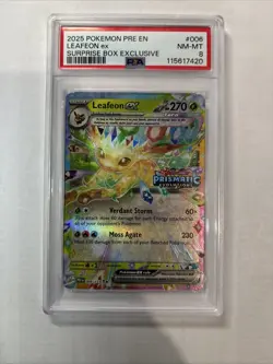 Pokemon Leafeon ex Prismatic Evolutions Surprise Bx. Exclusive #006 PSA 8 - Image 1