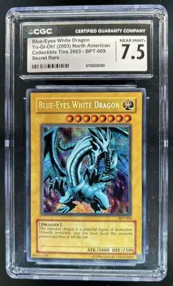 2003 Yu-Gi-Oh! Tins Blue-Eyes White Dragon Secret Rare #BPT-009 CGC 7.5 - Image 1
