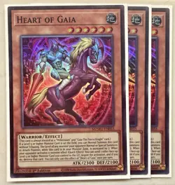Yugioh! 3x Heart of Gaia MZMU-EN033 Super Rare 1st Ed NM - Image 1