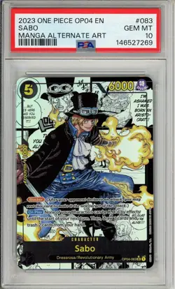 One Piece Graded: Sabo Manga Alt Art OP04-083 Kingdoms of Intrigue PSA 10 - Image 1